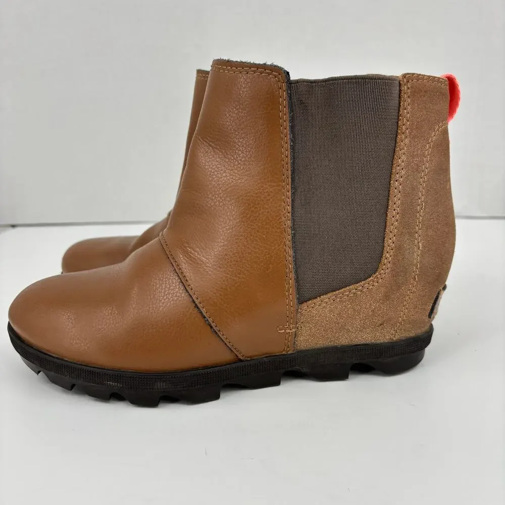 Sorel Joan of Arctic Wedge II Chelsea Bootie Size 4 Brown Leather Pull On Boot